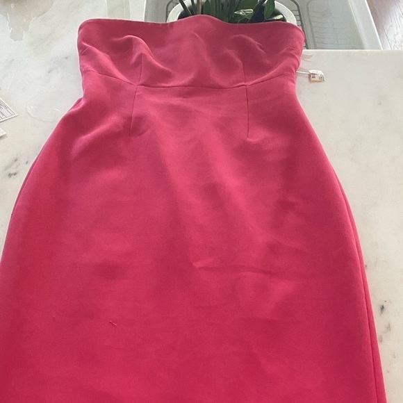 Cinq A Sept- Hot Pink “Luna” Strapless Ruffle Midi Dress - Picture 2 of 5